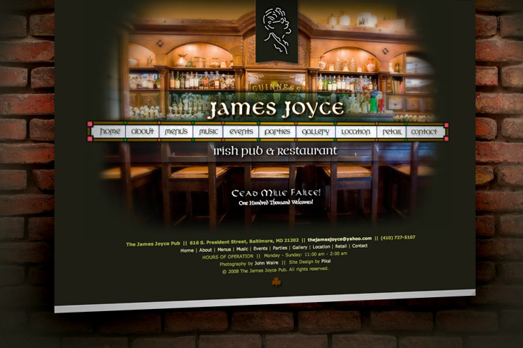 The James Joyce Irish Pub & Restaurant Website